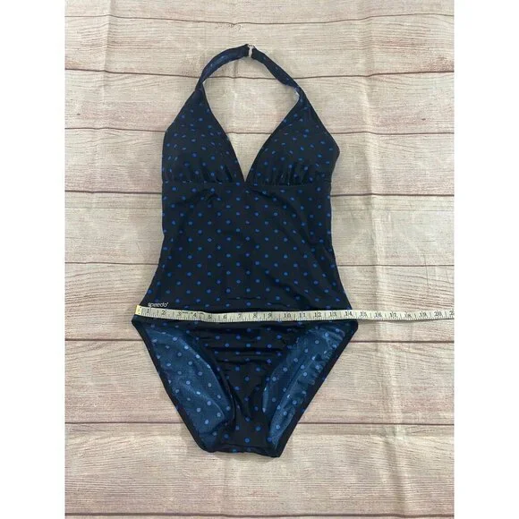 Speedo Women's Blue Polka Dot One Piece Swim Suit - 10 - Picture 6 of 12